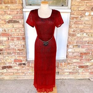 Vintage 90’s Jessica Howard short sleeved ombré lace maxi dress Sz 10P